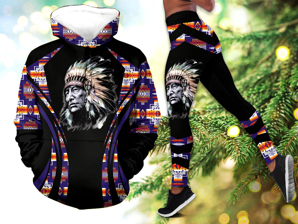 Powwow StoreHLS00681 Pattern Native 3D Hoodie Legging Set