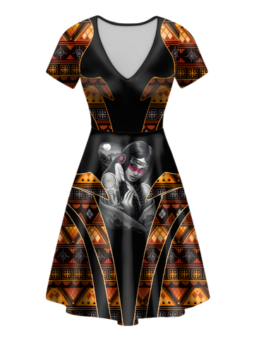 V-ND0083 Pattern Native V-Neck Dress
