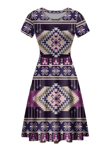 RND00014 Native Tribes Pattern Round Neck Dress