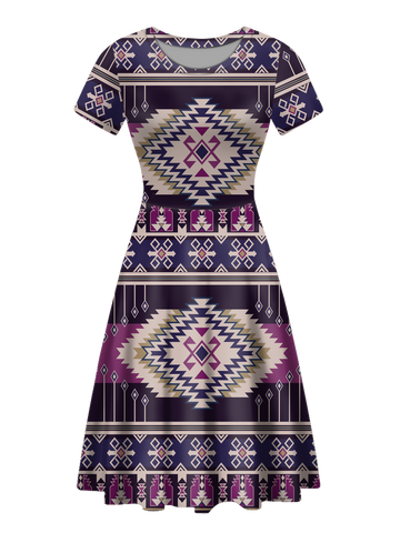 Powwow StoreRND00014 Native Tribes Pattern Round Neck Dress