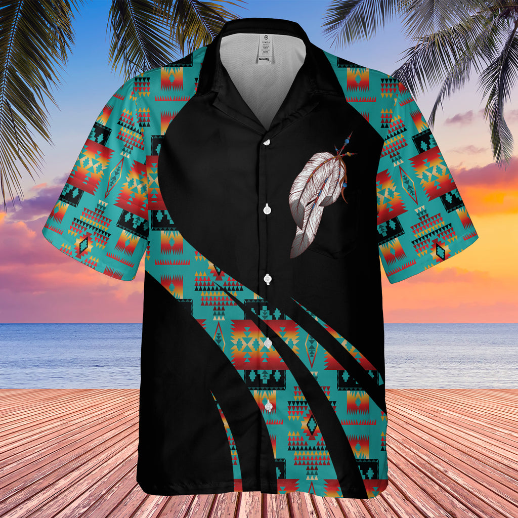 Powwow StoreGBHW000821 Tribe Design Native American Hawaiian Shirt 3D