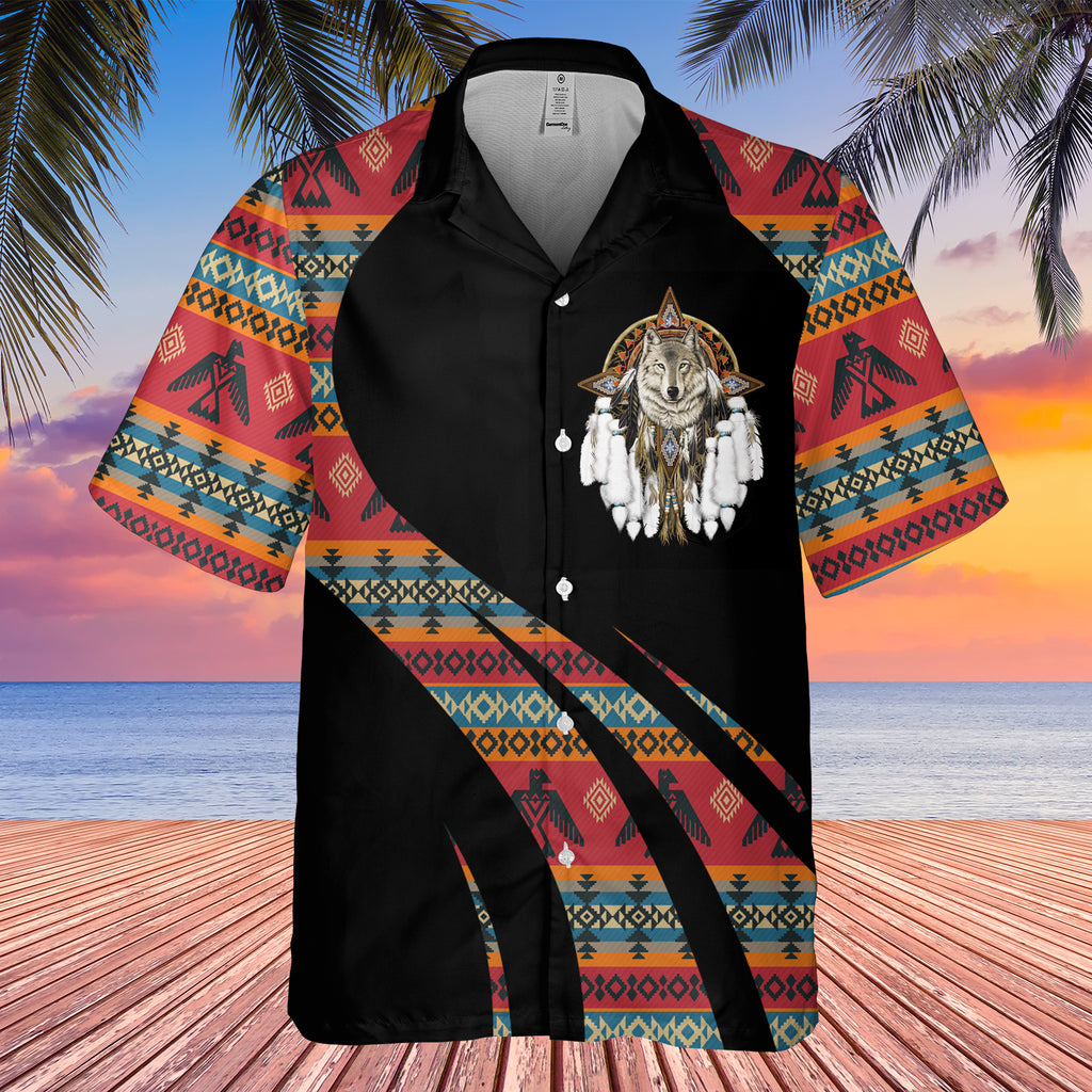 Powwow StoreGBHW000823 Tribe Design Native American Hawaiian Shirt 3D