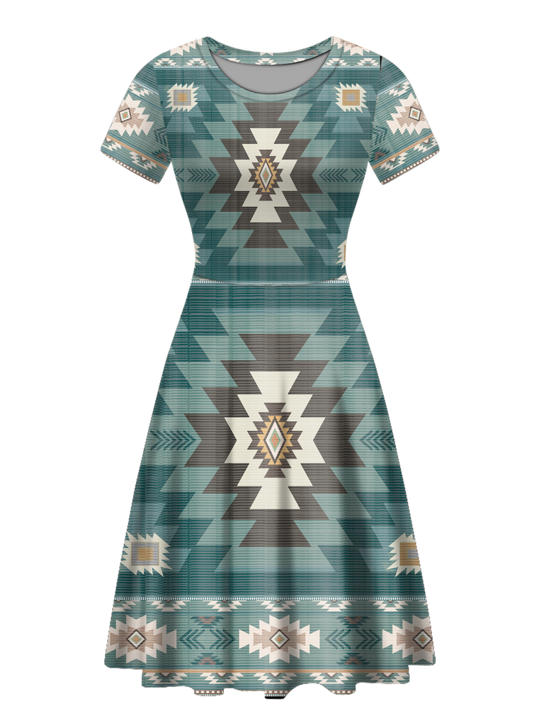 Powwow StoreRND00016 Native Tribes Pattern Round Neck Dress