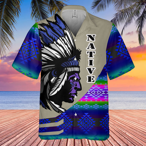 Powwow StoreGBHW000231 Tribe Design Native American Hawaiian Shirt 3D