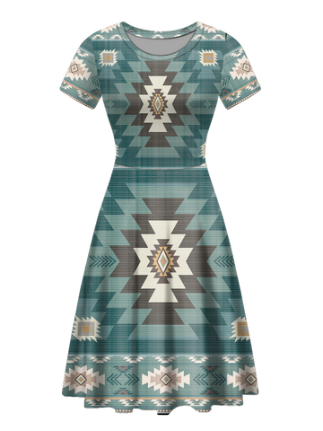 Powwow StoreRND00016 Native Tribes Pattern Round Neck Dress