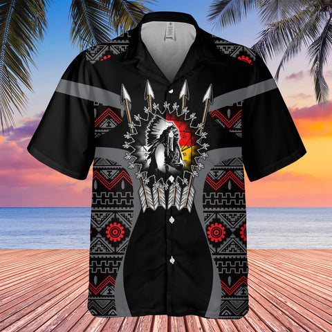 Powwow StoreGBHW000884 Tribe Design Native American Hawaiian Shirt 3D