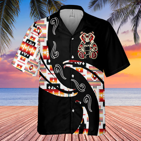 Powwow StoreGBHW001072 Tribe Design Native American Hawaiian Shirt 3D