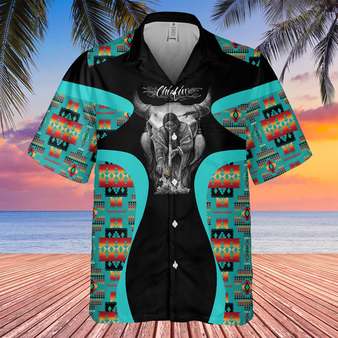 Powwow StoreGBHW000895 Tribe Design Native American Hawaiian Shirt 3D