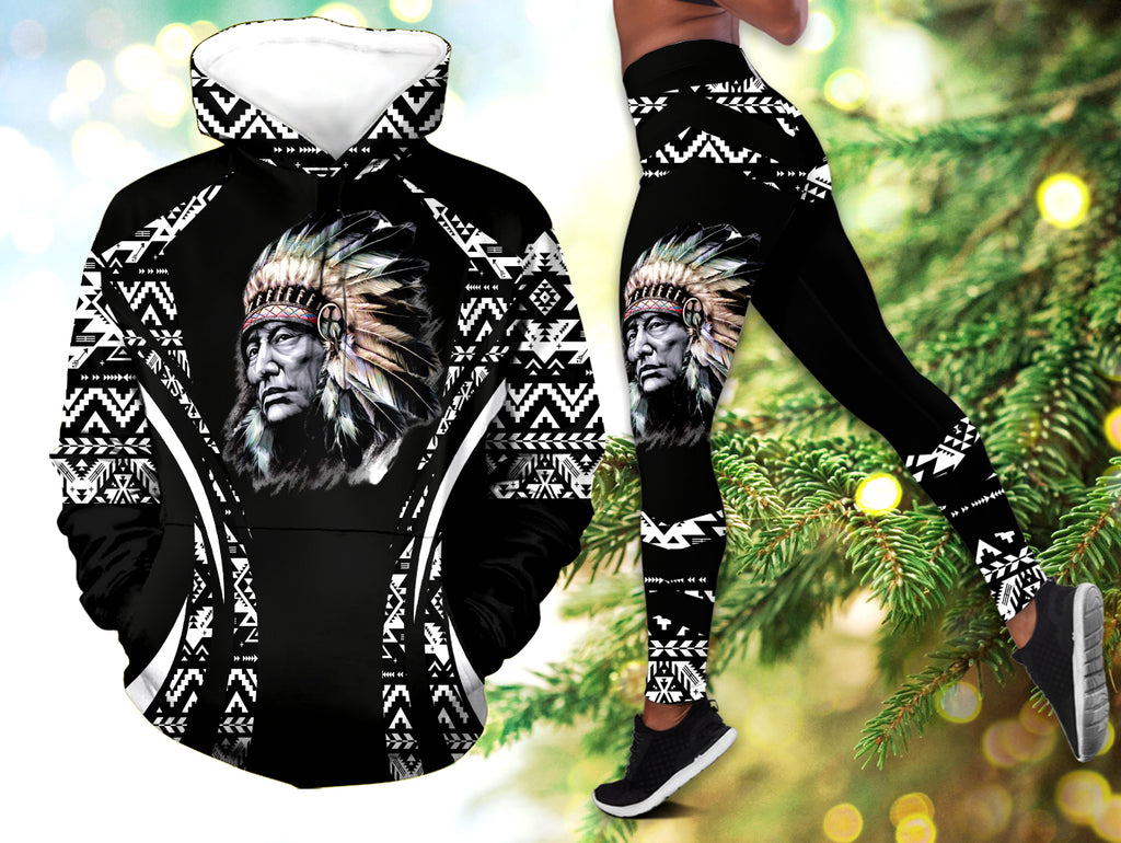 Powwow StoreHLS00686 Pattern Native 3D Hoodie Legging Set