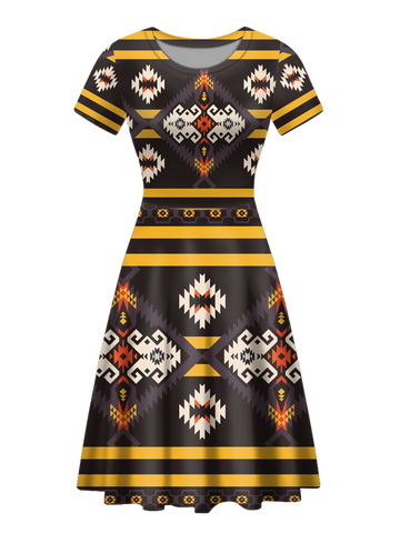 Powwow StoreRND00015 Native Tribes Pattern Round Neck Dress