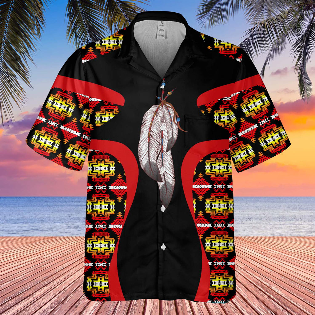 Powwow StoreGBHW000902 Tribe Design Native American Hawaiian Shirt 3D