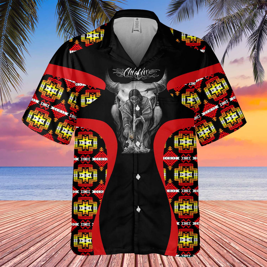 Powwow StoreGBHW000903 Tribe Design Native American Hawaiian Shirt 3D