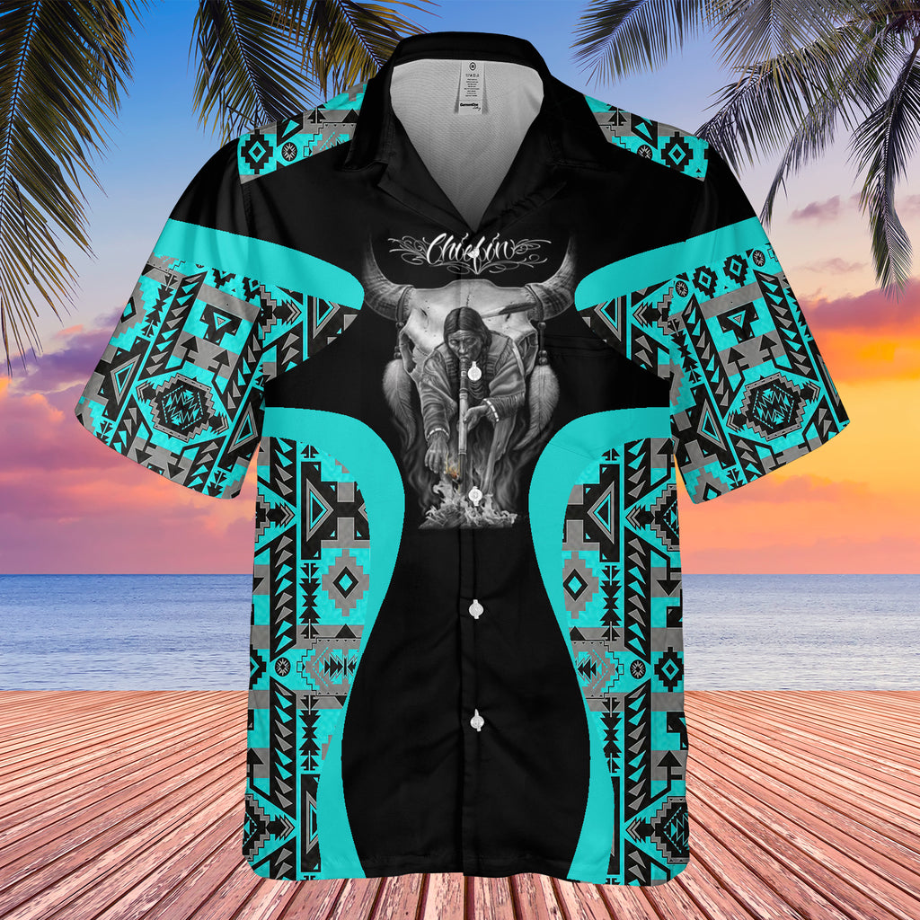 Powwow StoreGBHW000904 Tribe Design Native American Hawaiian Shirt 3D