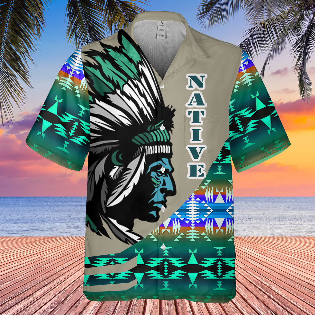 Powwow StoreGBHW000229 Tribe Design Native American Hawaiian Shirt 3D