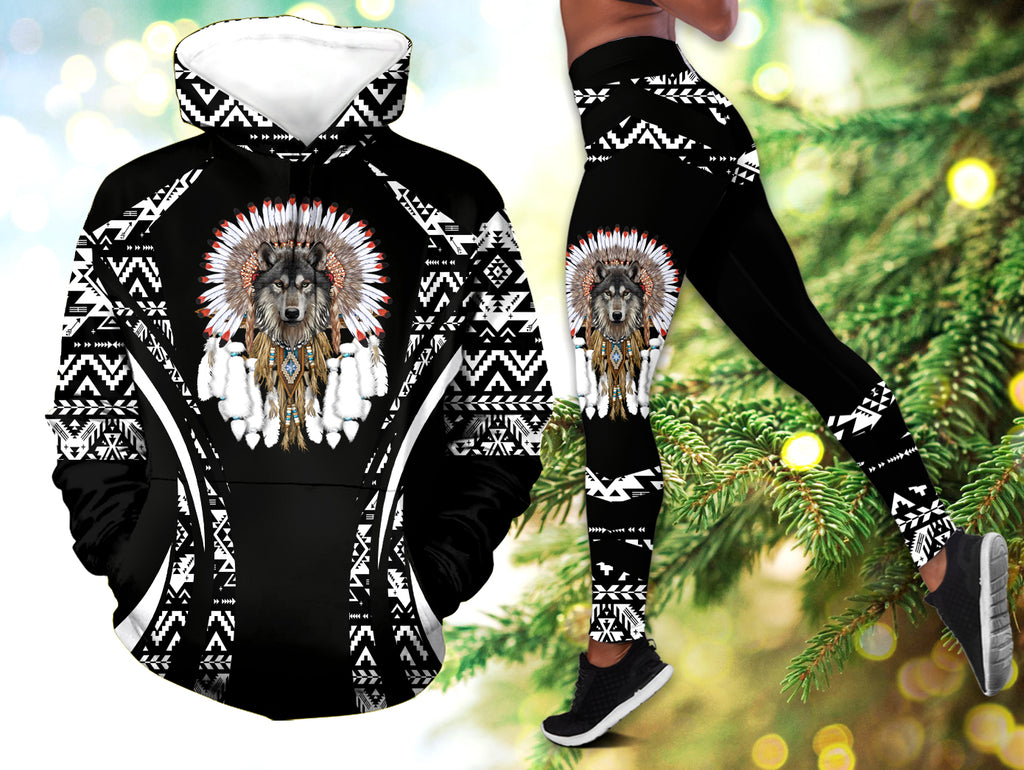 Powwow StoreHLS00687 Pattern Native 3D Hoodie Legging Set