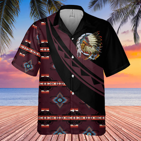 Powwow StoreGBHW001116 Tribe Design Native American Hawaiian Shirt 3D