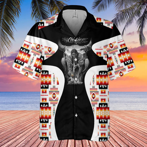 Powwow StoreGBHW000913 Tribe Design Native American Hawaiian Shirt 3D