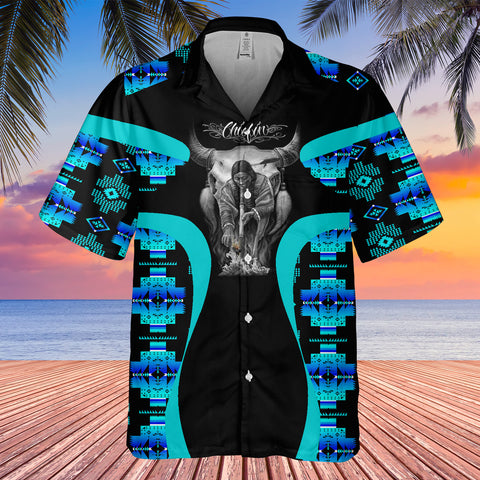 Powwow StoreGBHW000909 Tribe Design Native American Hawaiian Shirt 3D