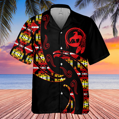 Powwow StoreGBHW001076 Tribe Design Native American Hawaiian Shirt 3D