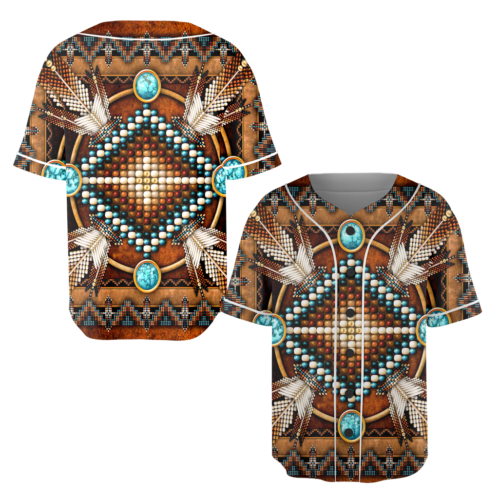 Powwow StoreGBNAT0002304 Pattern Native Baseball Jersey