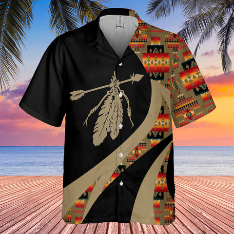 Powwow StoreGBHW000921 Tribe Design Native American Hawaiian Shirt 3D