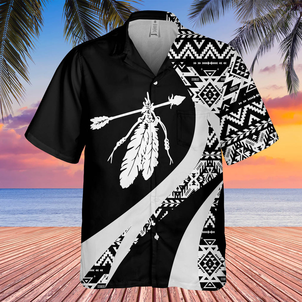 Powwow StoreGBHW000925 Tribe Design Native American Hawaiian Shirt 3D