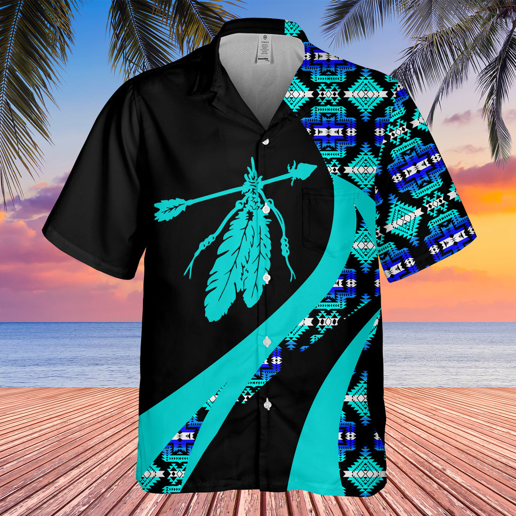 Powwow StoreGBHW000926 Tribe Design Native American Hawaiian Shirt 3D