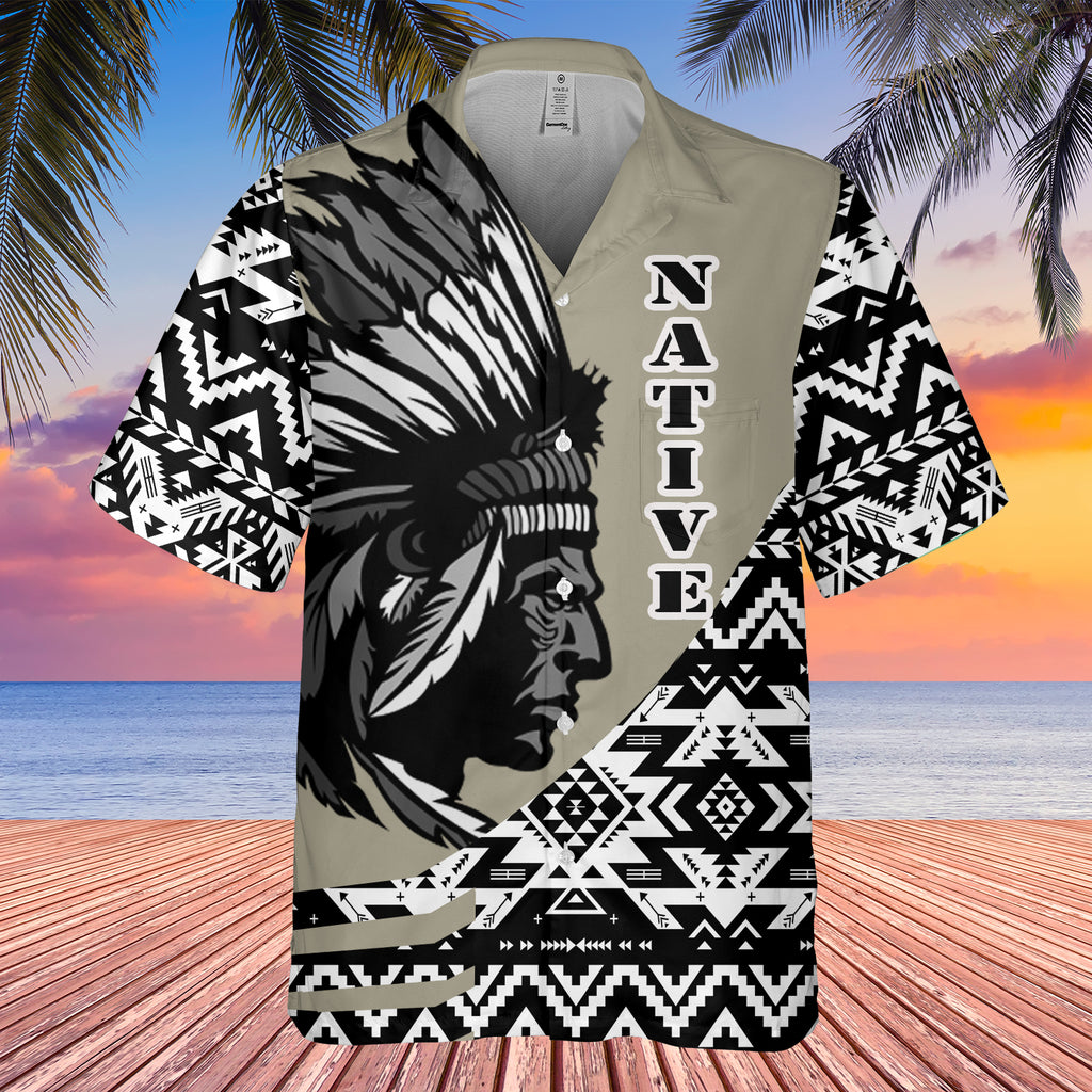 Powwow StoreGBHW000227 Tribe Design Native American Hawaiian Shirt 3D