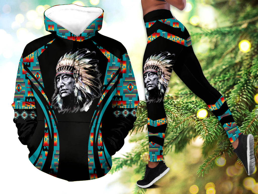 Powwow StoreHLS00690 Pattern Native 3D Hoodie Legging Set