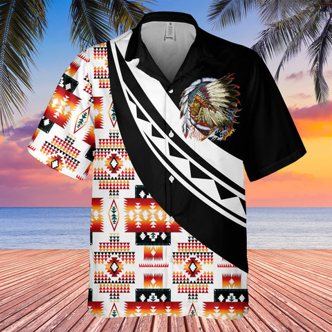 Powwow StoreGBHW001118 Tribe Design Native American Hawaiian Shirt 3D