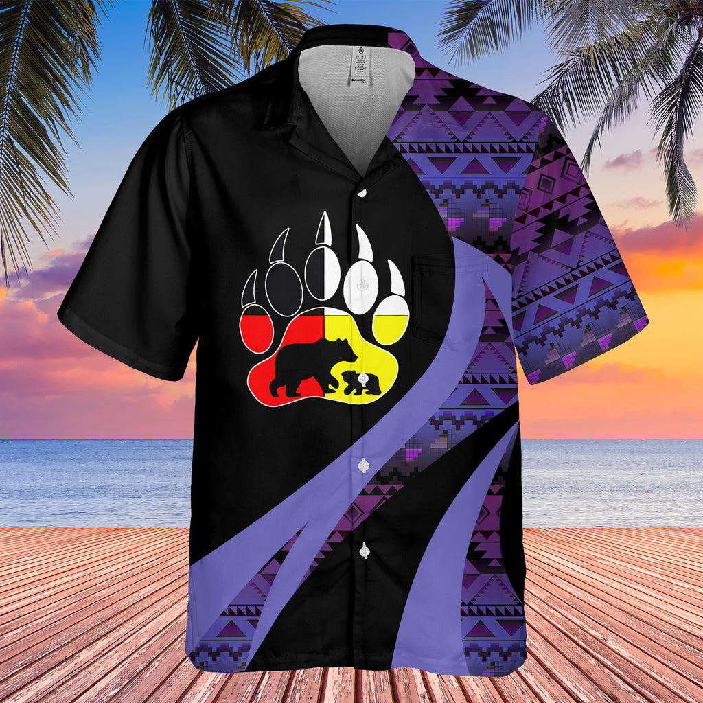 Powwow StoreGBHW000939 Tribe Design Native American Hawaiian Shirt 3D