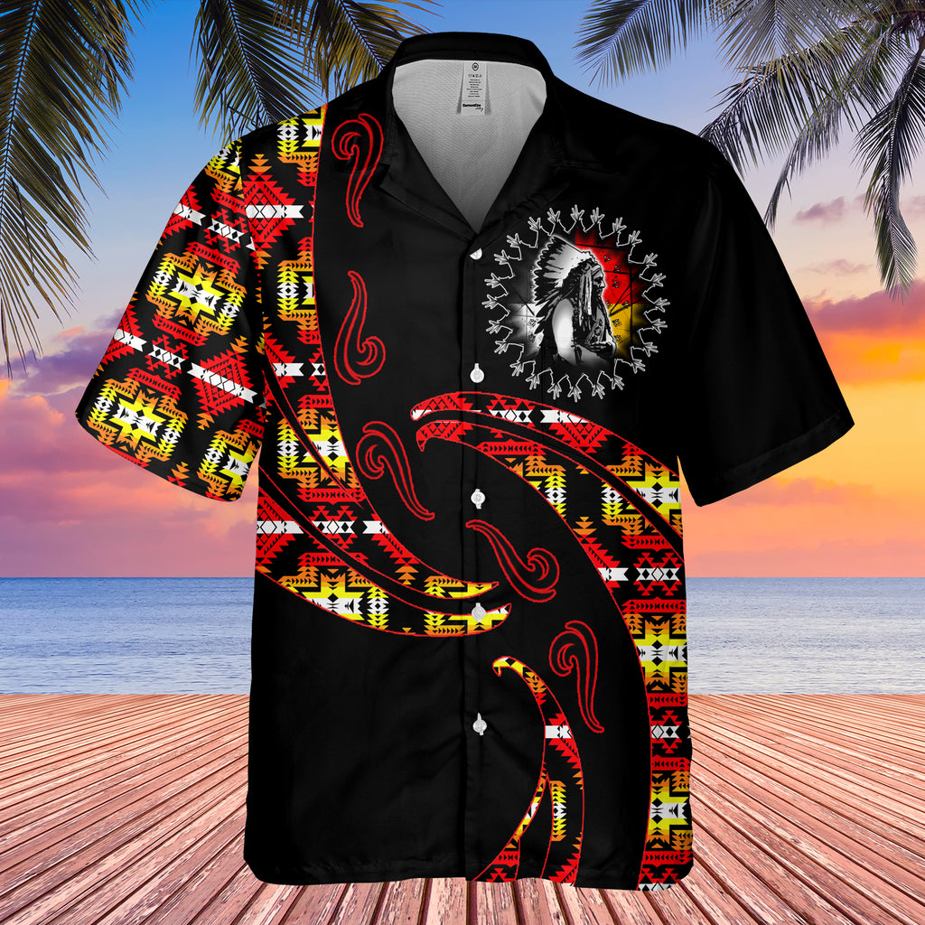 Powwow StoreGBHW001080 Tribe Design Native American Hawaiian Shirt 3D