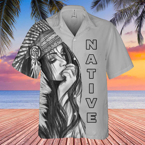 GB-HW000942 Tribe Design Native American Hawaiian Shirt 3D