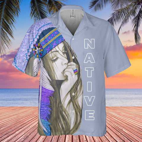GB-HW000945 Tribe Design Native American Hawaiian Shirt 3D