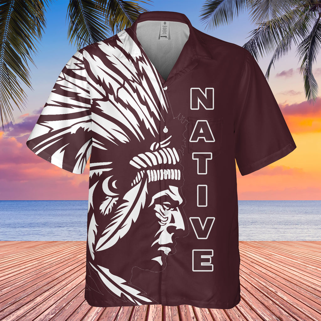 Powwow StoreGBHW000949 Tribe Design Native American Hawaiian Shirt 3D