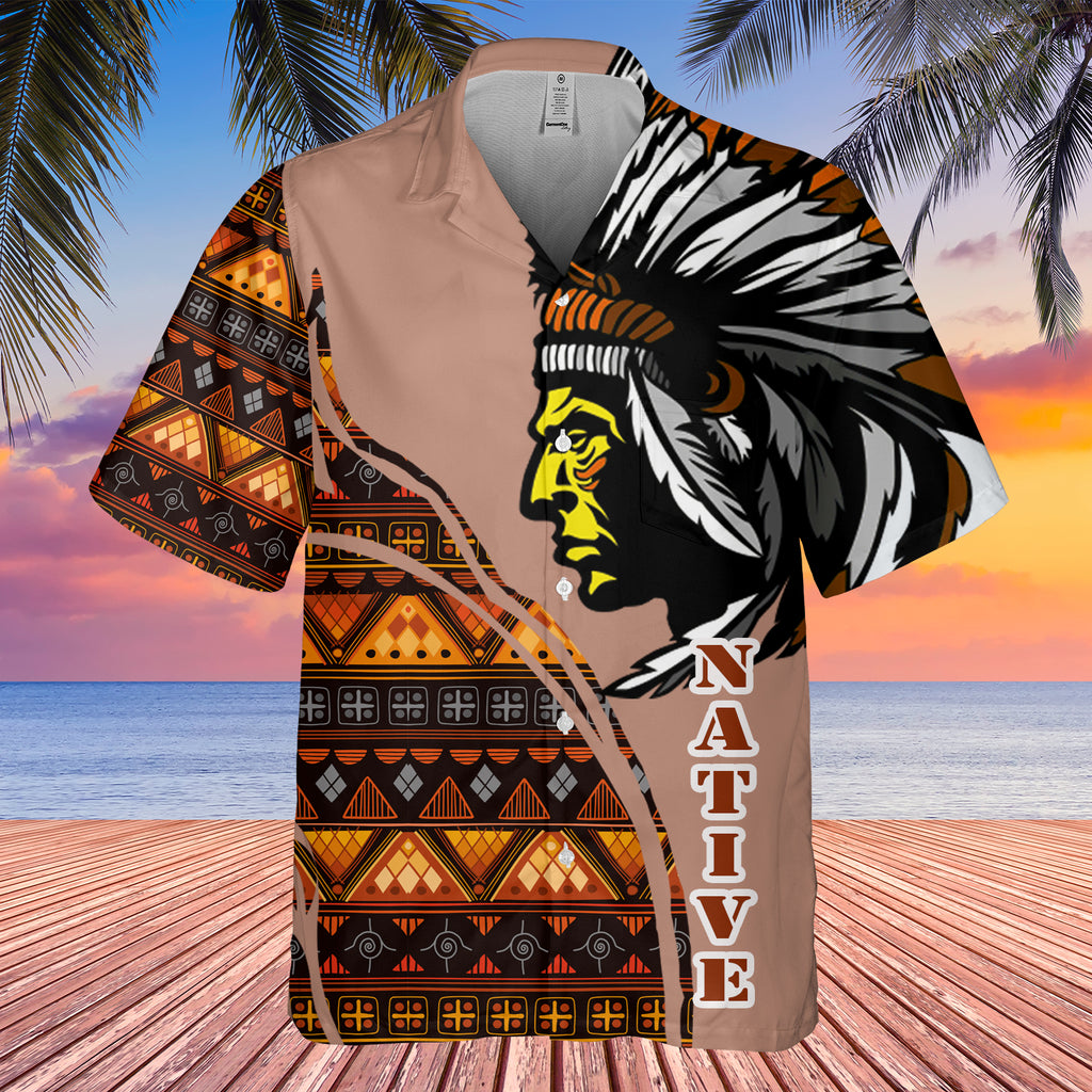 Powwow StoreGBHW000224 Tribe Design Native American Hawaiian Shirt 3D