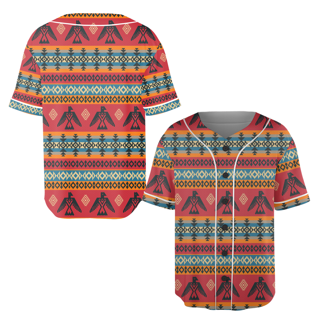 Powwow StoreGBNAT00029 Pattern Native Baseball Jersey