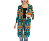 GB-NAT00062-05 Patern Native Women's V-neck Mesh Cardigan