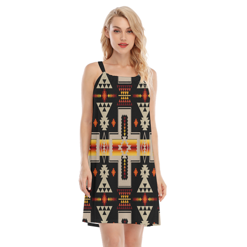 Powwow StoreGBNAT0006201 Native  Design Women's Oneck Cami Dress