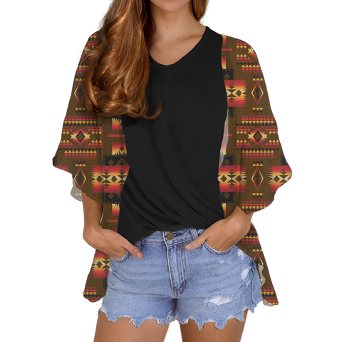 GB-NAT00046-08 Tribe Design Native Women's Cardigan Chiffon Shirt