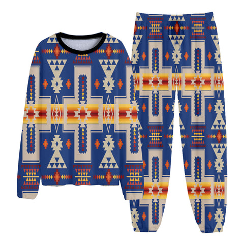 GB-NAT00062-04 Pattern Native American Unisex Thicken Pajama Suit