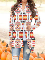 Powwow StoreGBNAT00075 Tribe Design Native Women's Cardigan With Long Sleeve