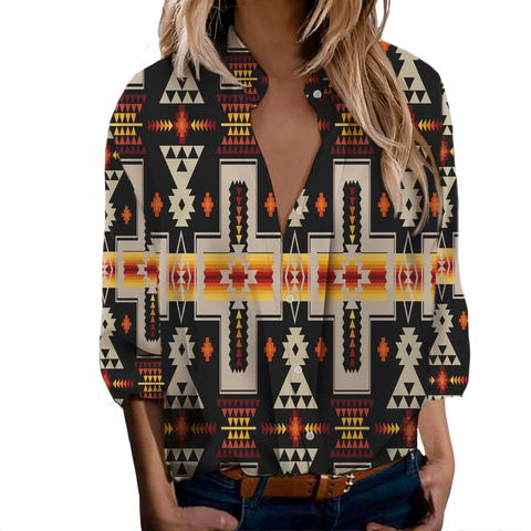 Powwow StoreGBNAT0006201 Tribe Design Native Women's LongSleeved Shirts