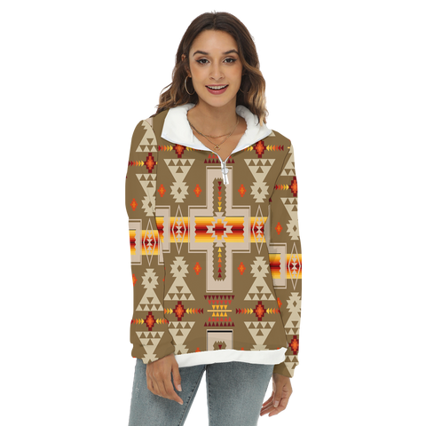 GB-NAT00062-10 Native American Women's Borg Fleece Sweatshirt