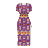 Powwow StoreGBNAT0006207 Pattern Native Women's Slit Sheath Dress