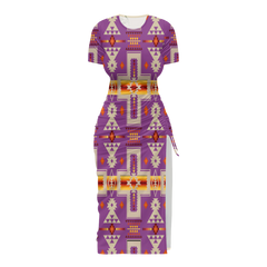 Powwow StoreGBNAT0006207 Pattern Native Women's Slit Sheath Dress