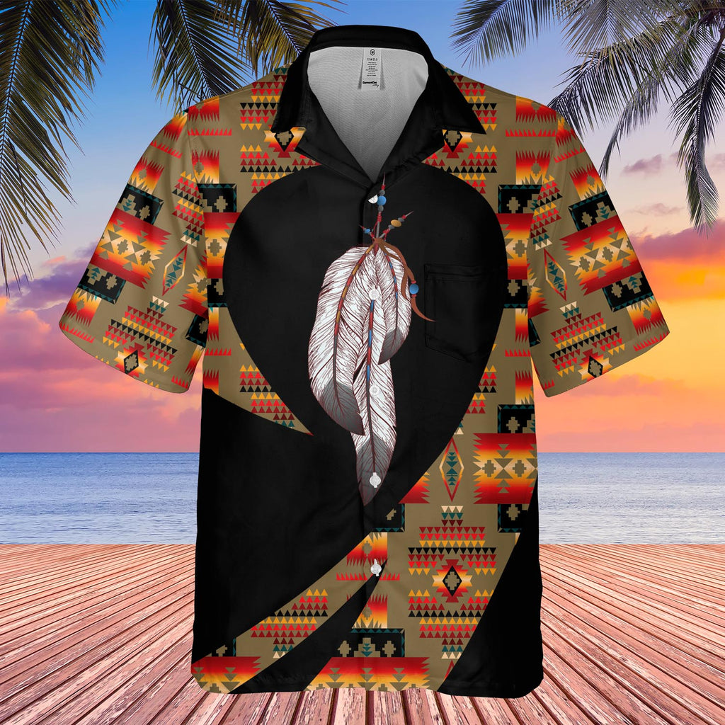 Powwow StoreGBHW000836 Tribe Design Native American Hawaiian Shirt 3D