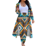 Powwow StoreGBNAT00406 Tribe Design Native American Cardigan Coat Long Pant Set