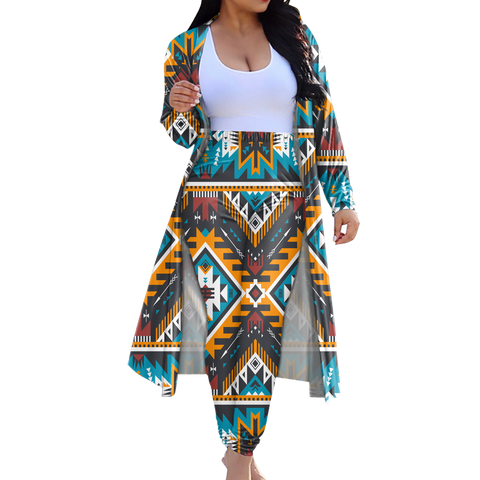 Powwow StoreGBNAT00406 Tribe Design Native American Cardigan Coat Long Pant Set