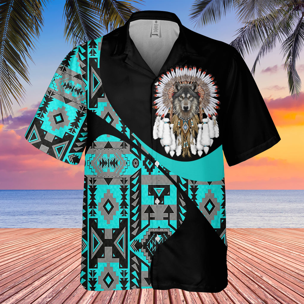 Powwow StoreGBHW001050 Tribe Design Native American Hawaiian Shirt 3D